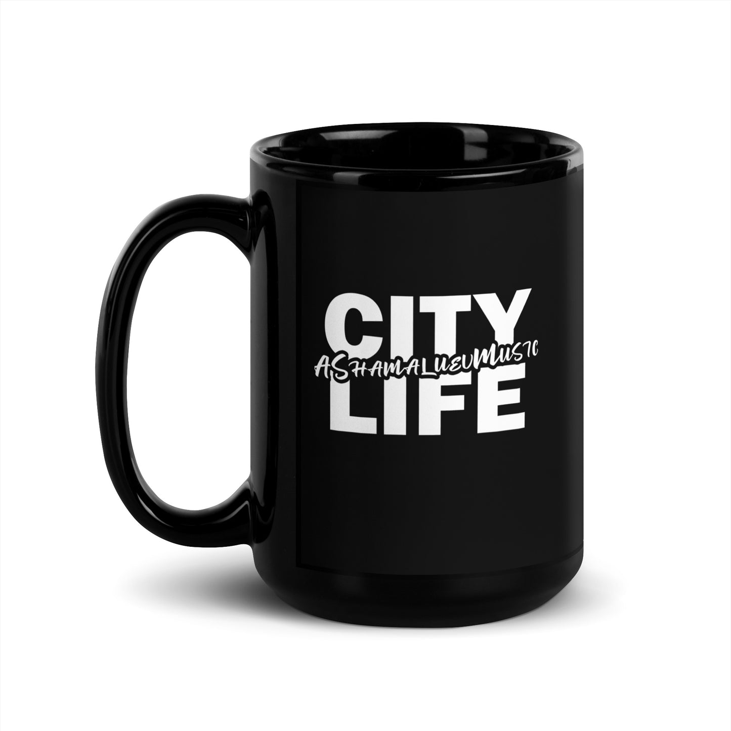 Black Glossy Mug "City Life"